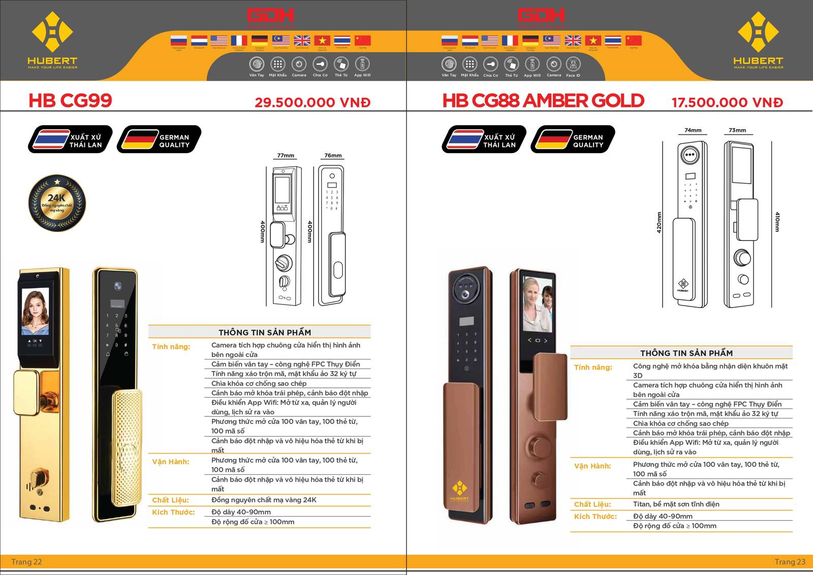Khóa cửa thông minh HUBERT Catalogue và Bảng giá mới nhất /Page 6